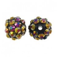 Resin rhinestone shamballa bead 10x12mm Golden brown